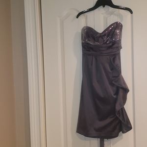 Formal dress- sequin top, satin bottom grey/silver
